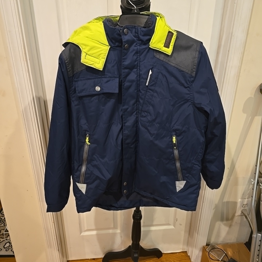 Big Chill Navy and Neon Yellow Kids Puffer Jacket